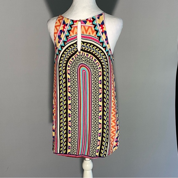 Colorful Groovy Small Geometric Patterned Sleeveless Blouse - Picture 5 of 12